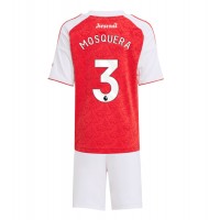Arsenal Cristhian Mosquera #3 Domáci Detský futbalový dres 2025-26 Krátky Rukáv (+ trenírky)